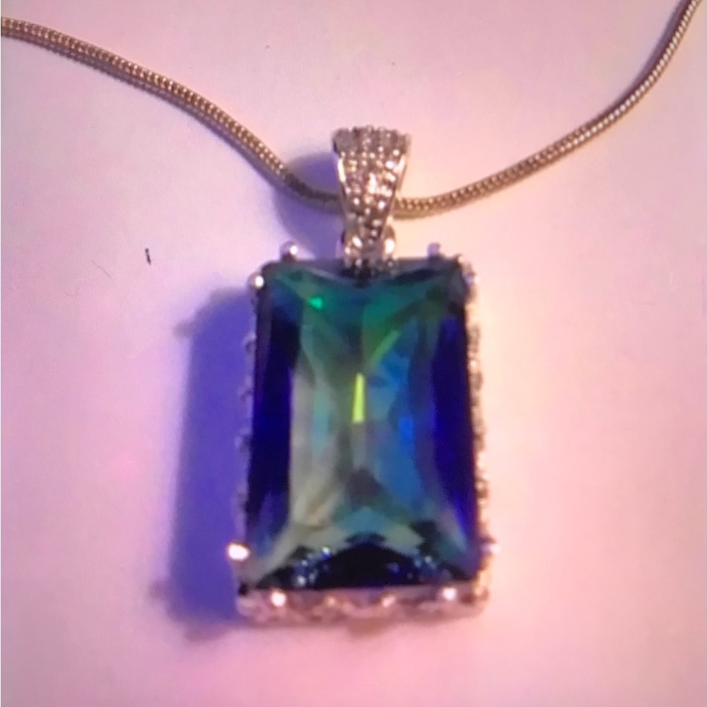 Mystic Topaz Stamped 925 Sterling Silver Necklace